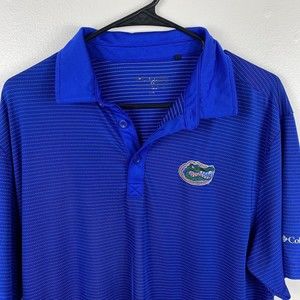 Columbia Men's Adult Size Large Polo Golf Florida Gators Blue Performance Shirt